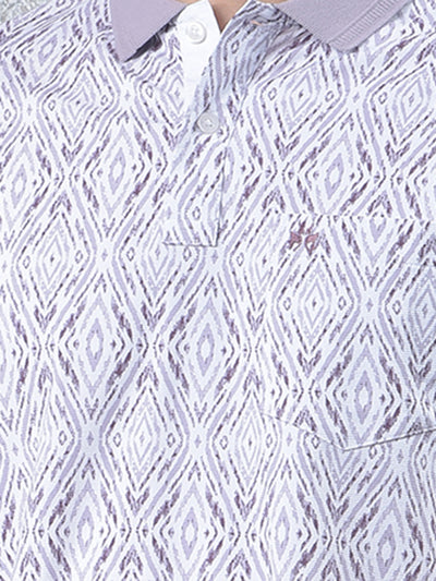 Pink Printed Polo Neck T-Shirt