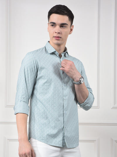 Mint Geo Print Casual Shirt