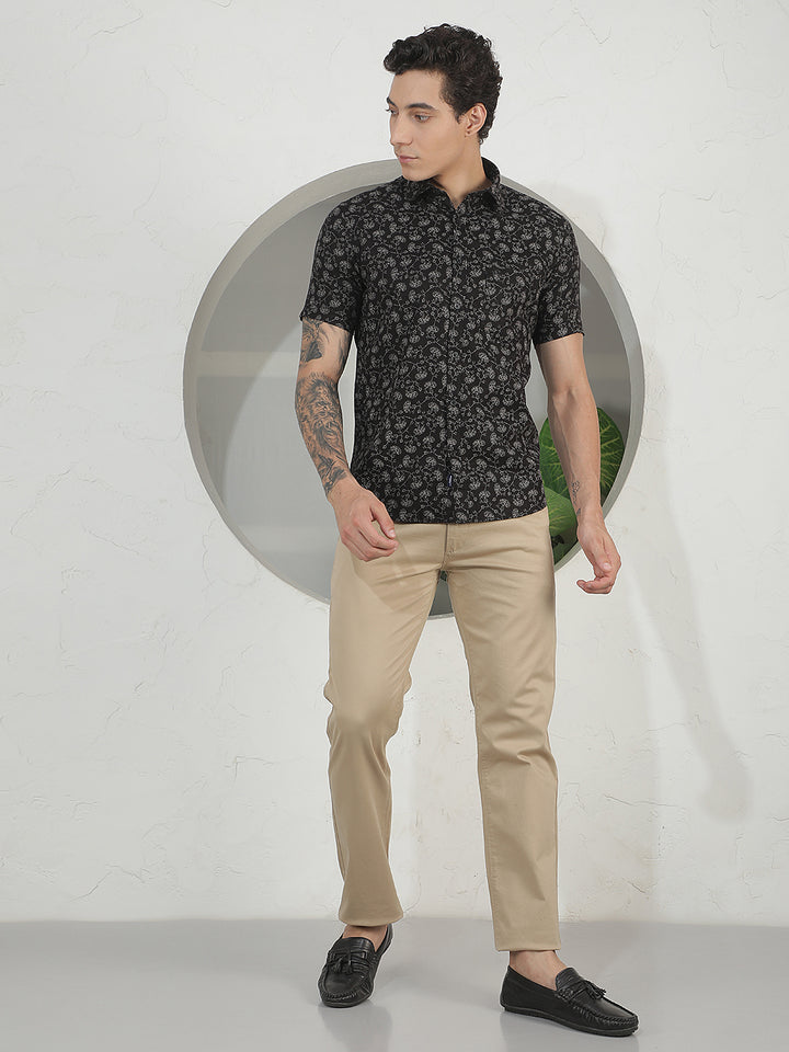 Black Floral Print Shirt