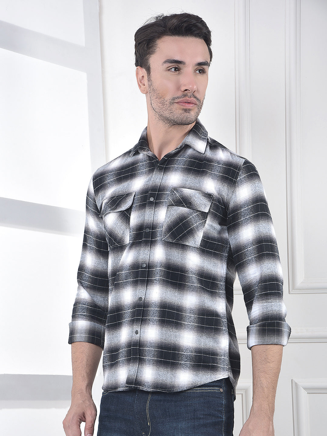 Black Checked 100% Cotton Shirt