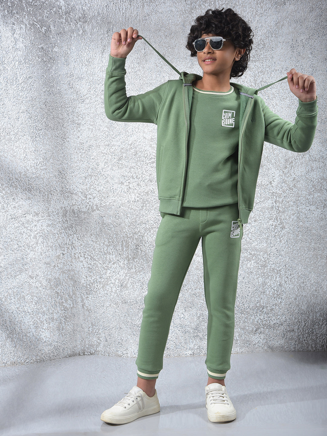 Green Hooded Neck Sweatshirt