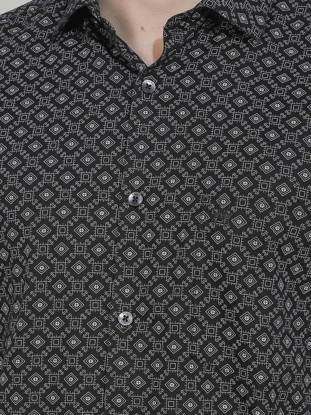 Black Geometric Print Shirt