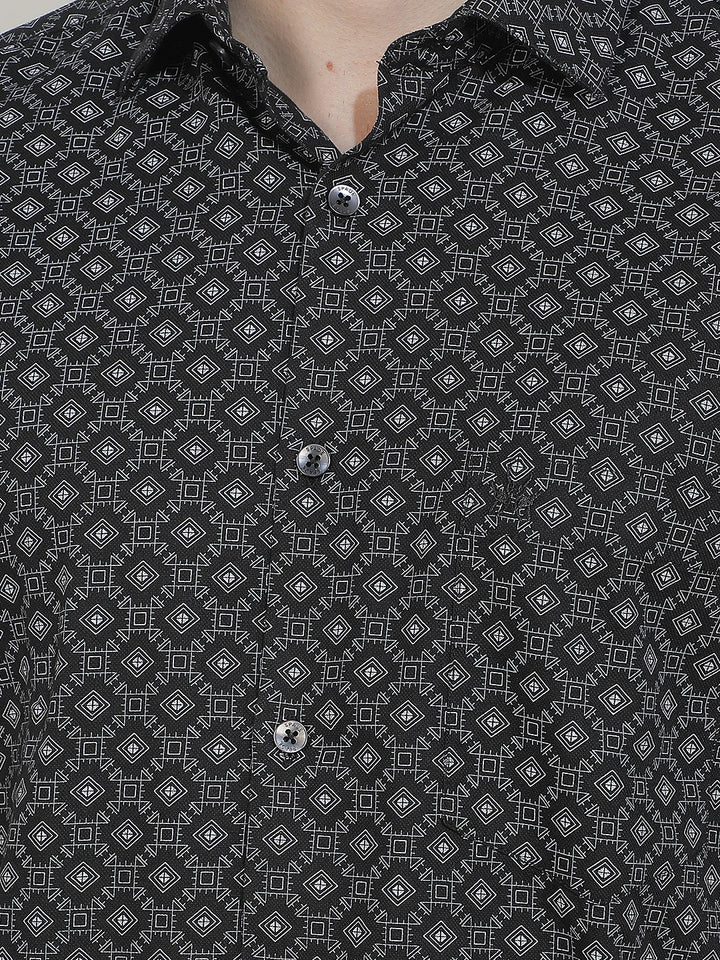 Black Geometric Print Shirt