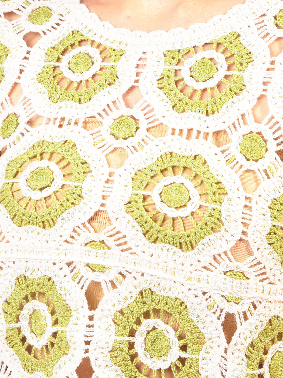 Green Embroidered Crochet Top-Women Tops-Crimsoune Club