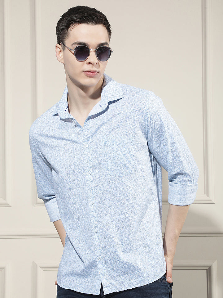 Breeze Blue Printed Shirt