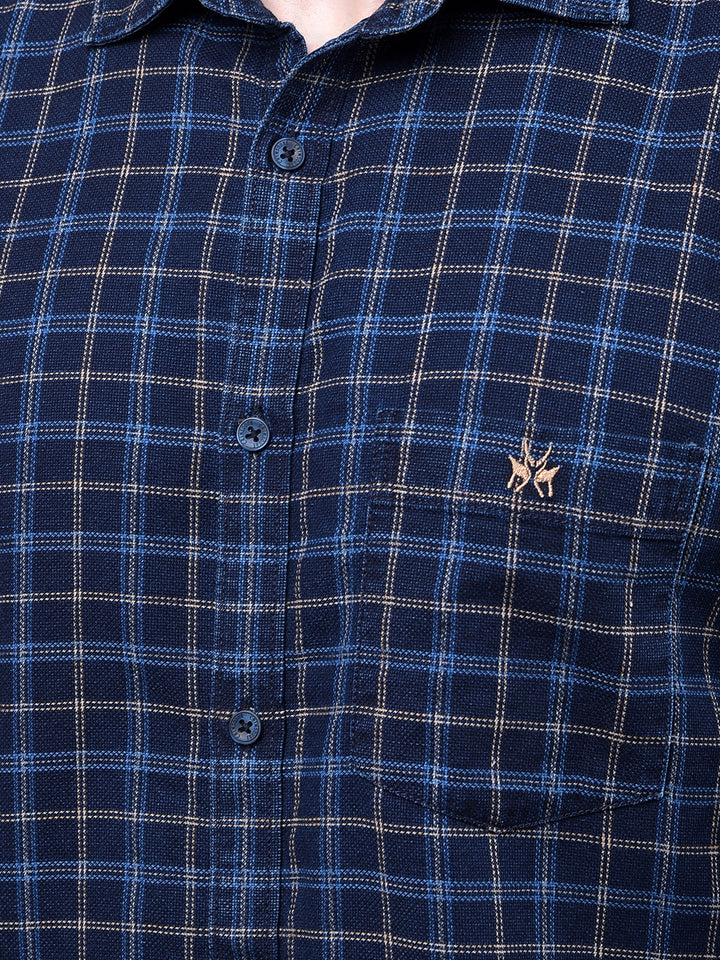 Navy Blue Checked Shirt