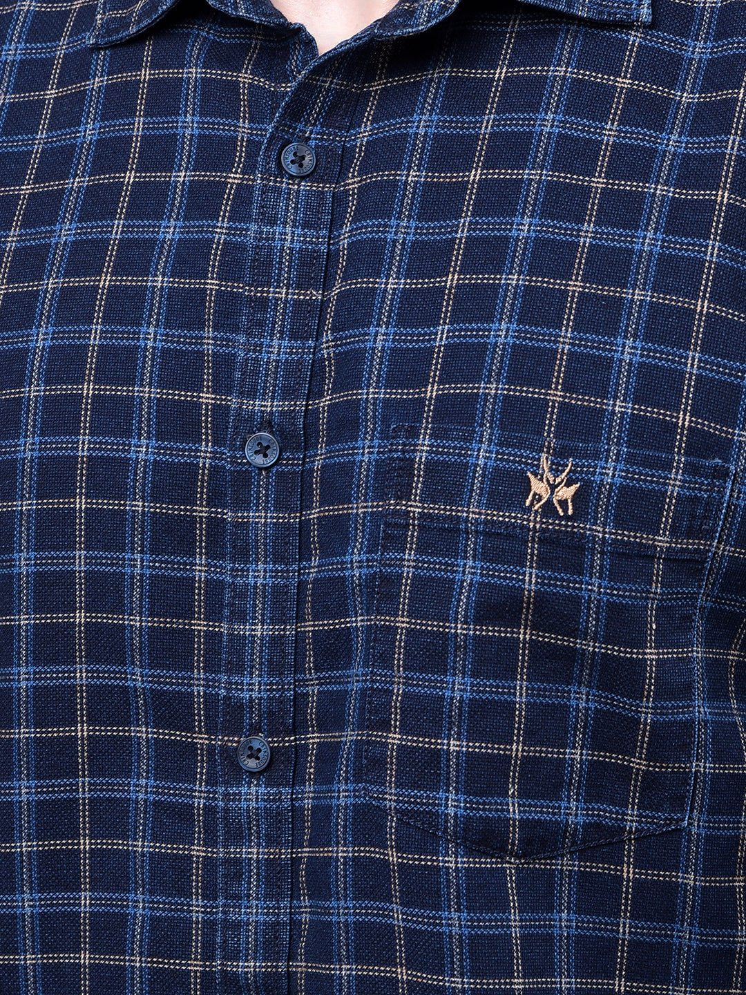 Navy Blue Checked Shirt