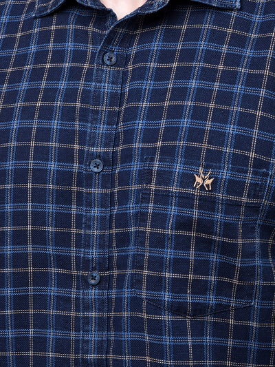 Navy Blue Checked Shirt