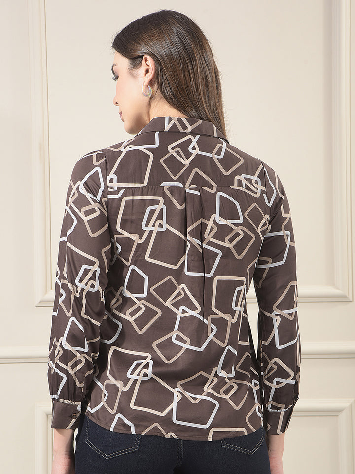 Brown Floral Print Shirt