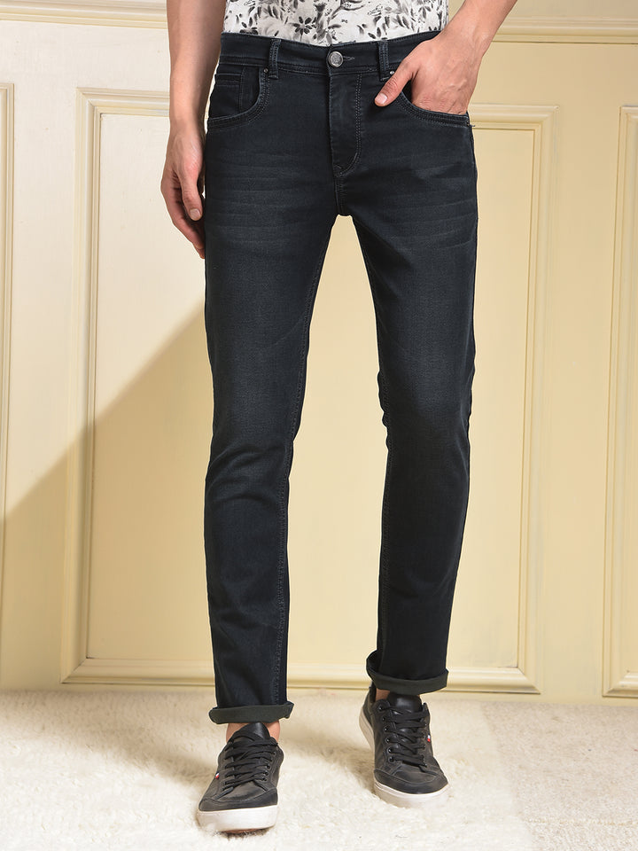 Mid-Wash Skinny Fit Black Jeans
