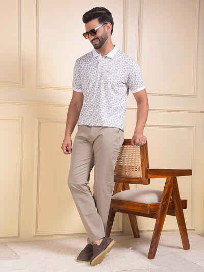 Olive Printed Polo Neck T-Shirt