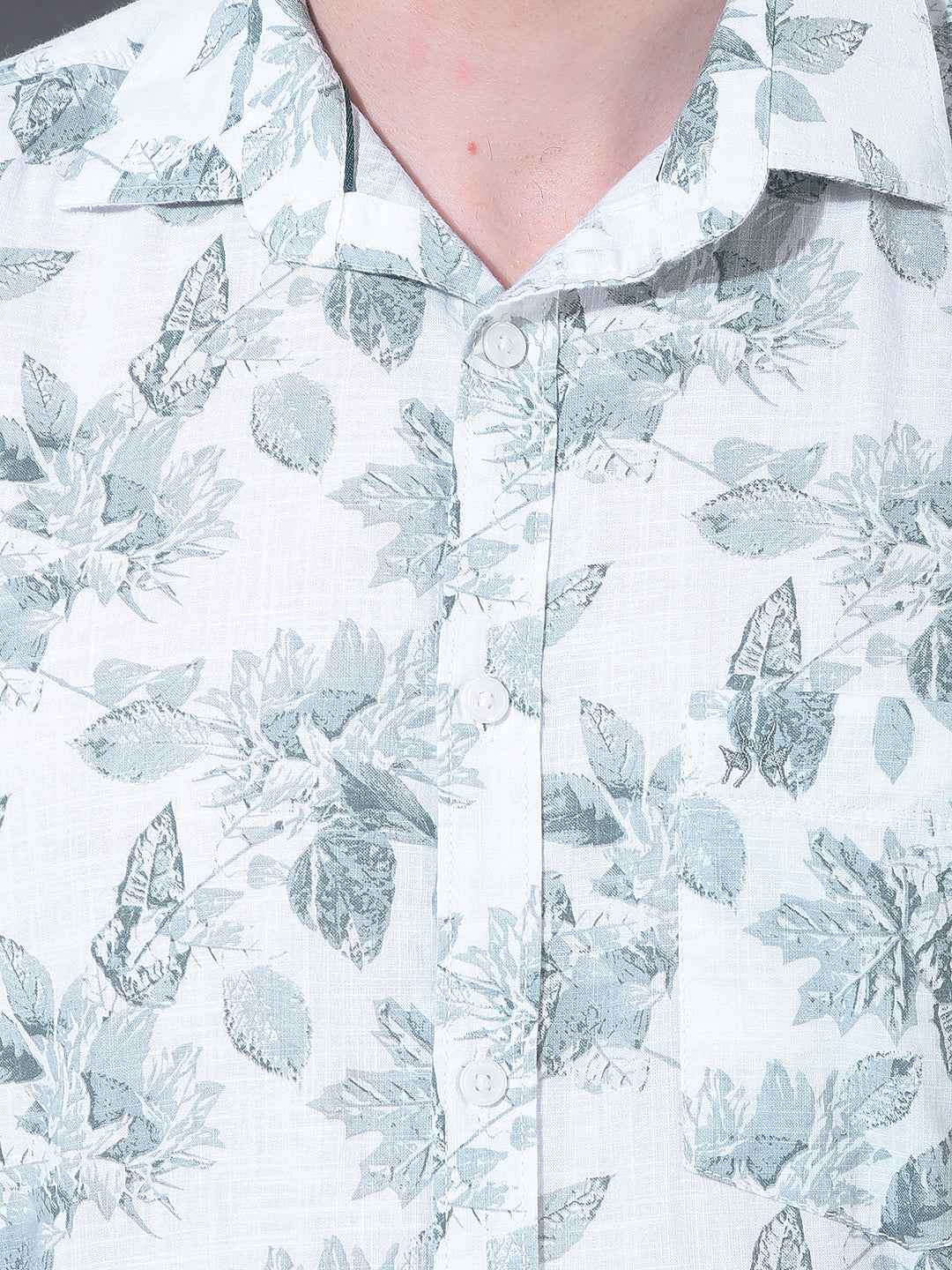 Green Floral Print 100% Cotton Shirt
