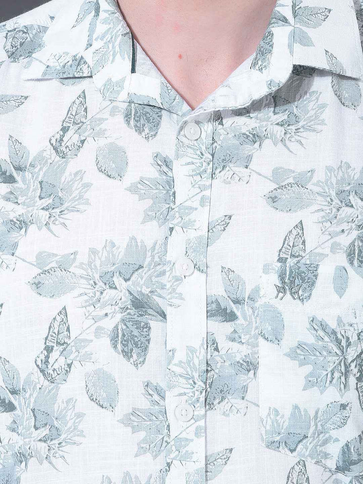Green Floral Print 100% Cotton Shirt