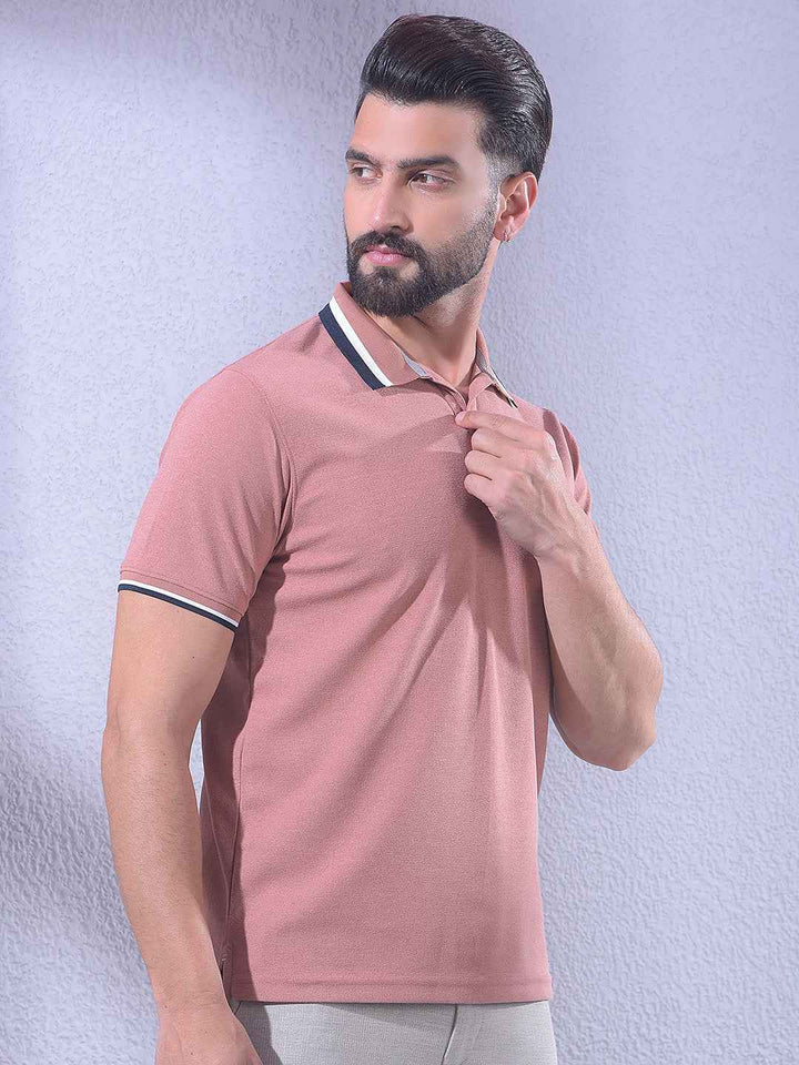 Pink Polo Neck T-Shirt