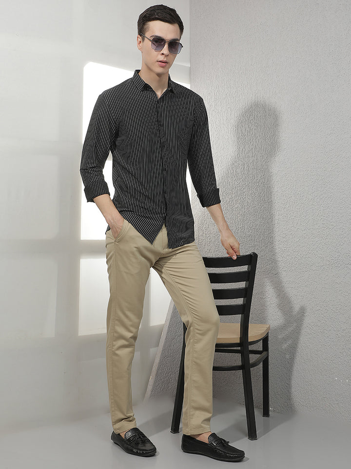 Black Vertical Stripes Shirt