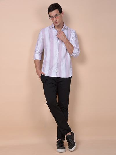 Pink Vertical Stripes 100% Cotton Shirt