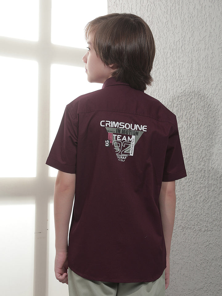 Wine Typographic Print 100% Cotton Shirt