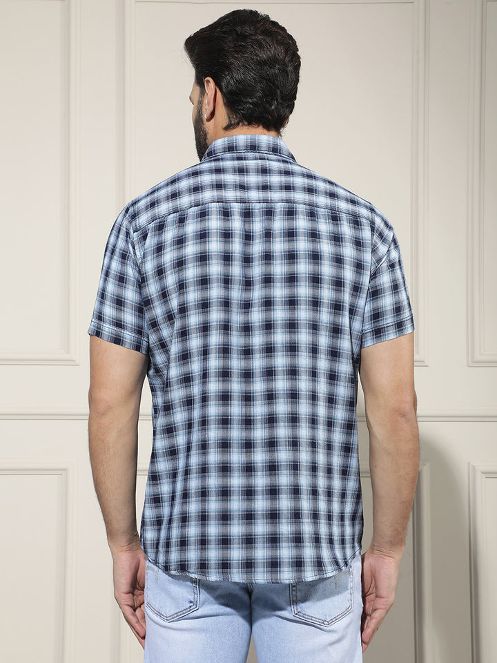 Blue Checked 100% Cotton Shirt