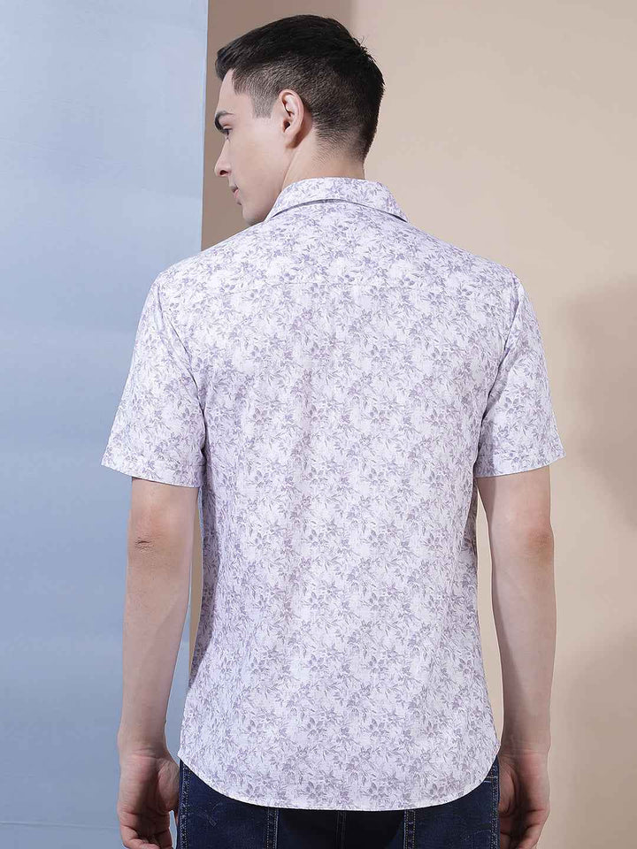 Purple Floral Print Shirt