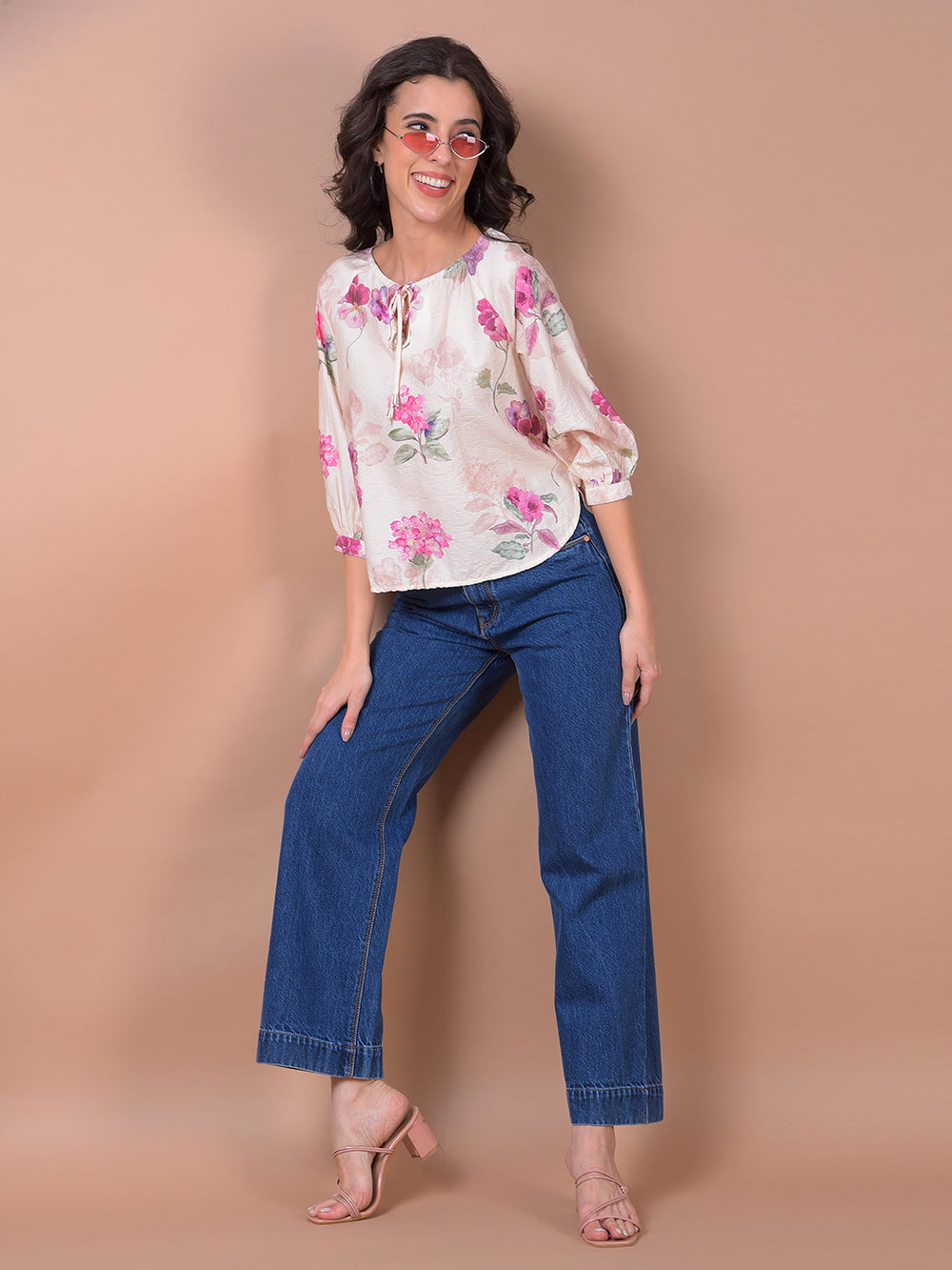 Pink Floral Print Top