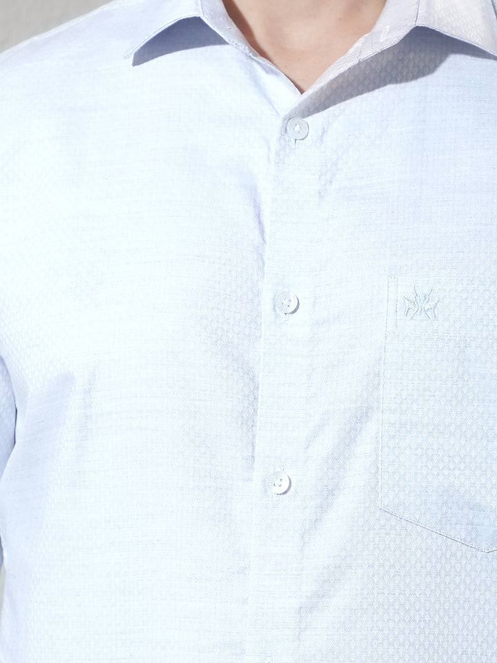 Minimalist Sapphire Blue Jacquard Shirt