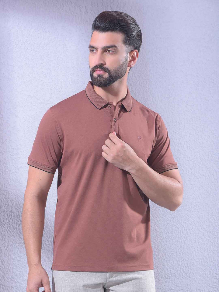 Brown Polo Neck T-Shirt