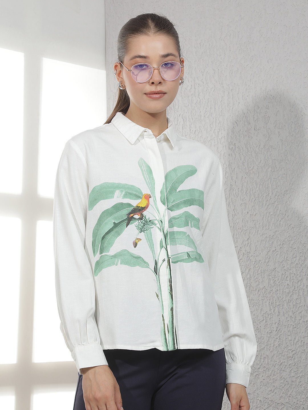 Off White Graphic Print Linen Shirt