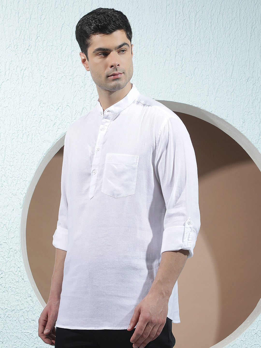 Tailored Arctic White Linen Kurta
