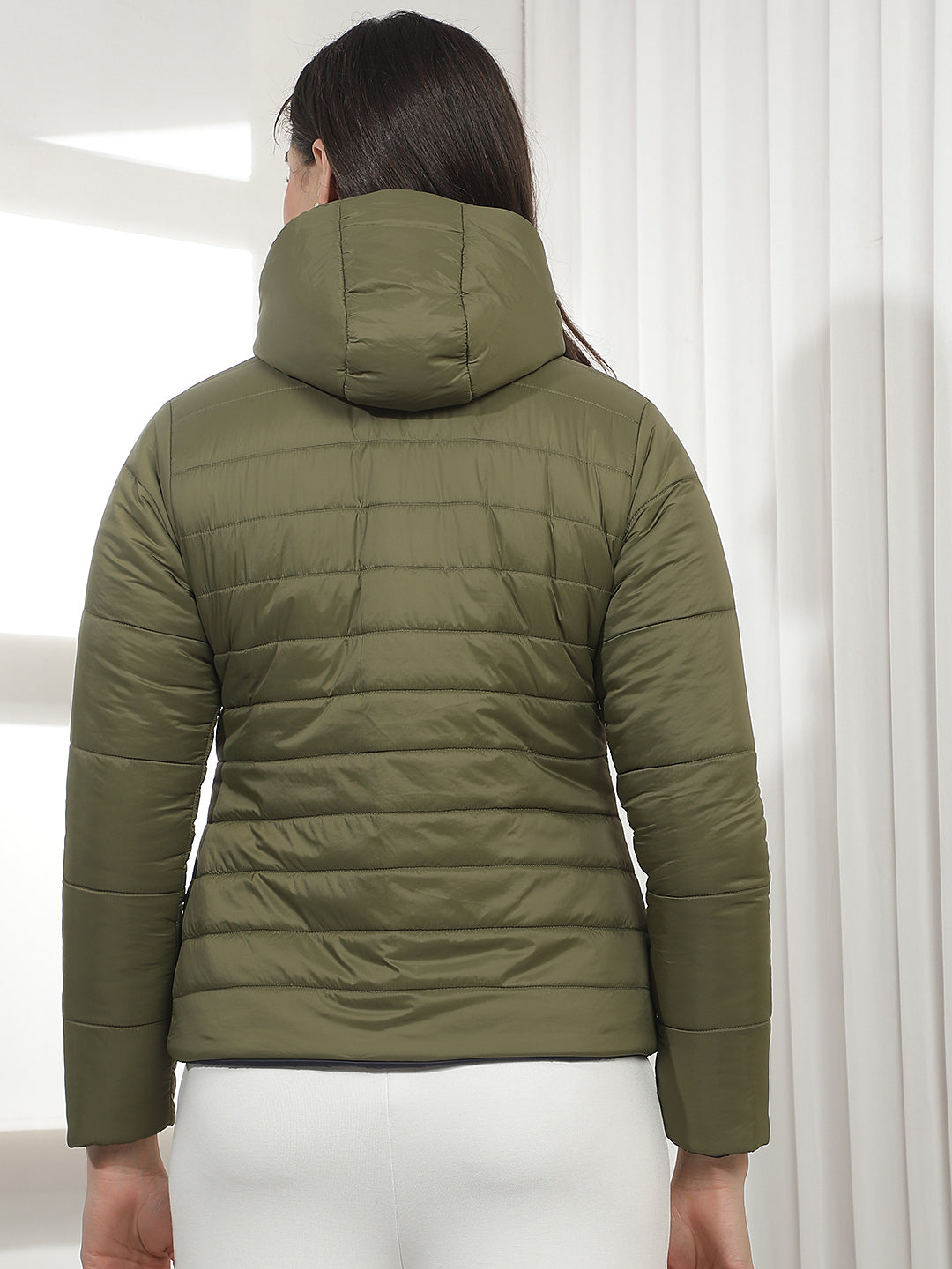 Green Hooded Puffer Reversible Jacket