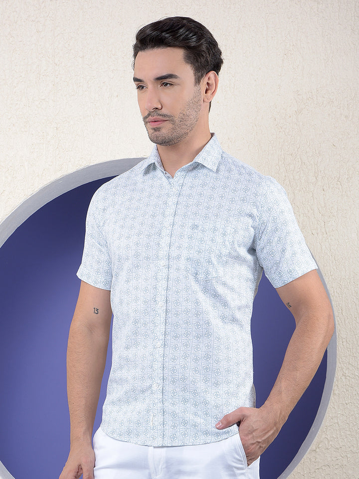 Blue Light Pattern 100% Cotton Shirt