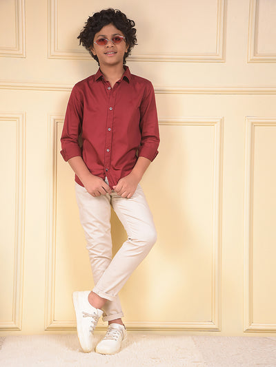 Maroon 100% Cotton Shirt