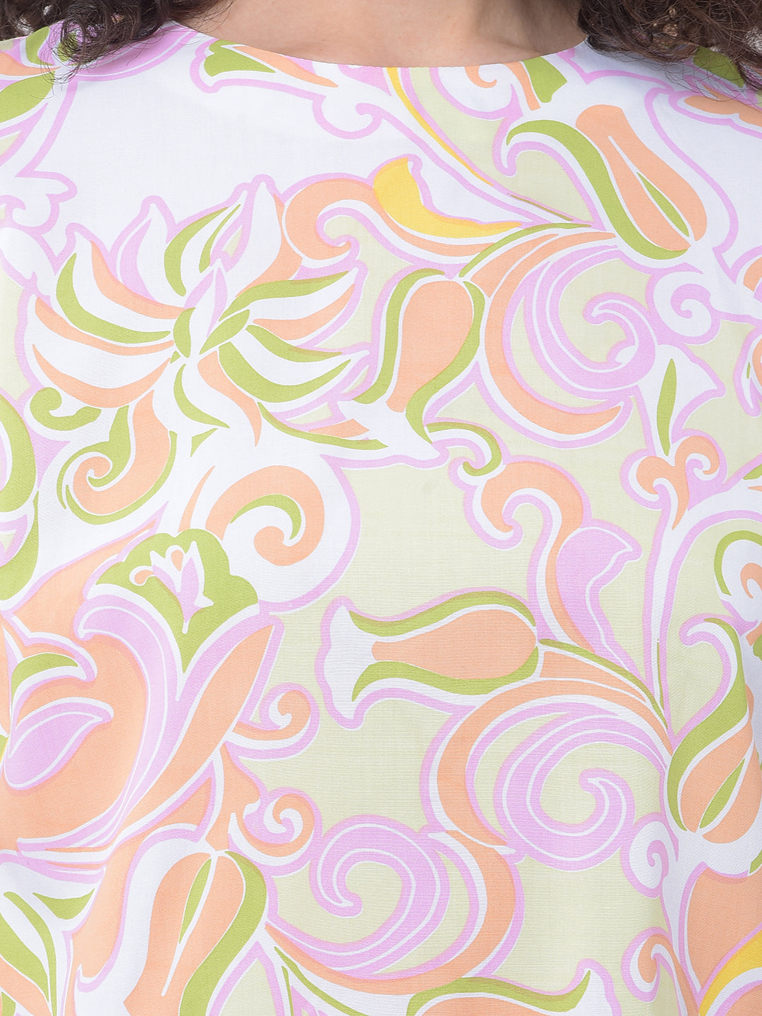 Green Abstract Swirl Printed Modal Top