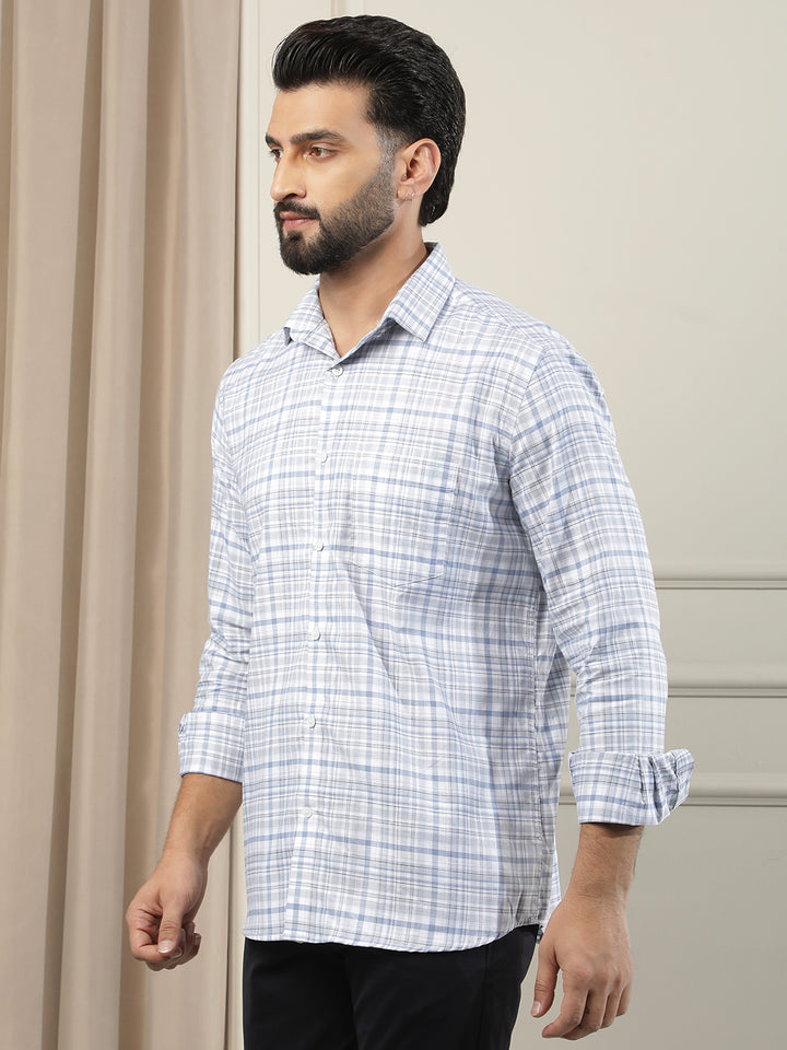 Blue Checked 100% Cotton Shirt