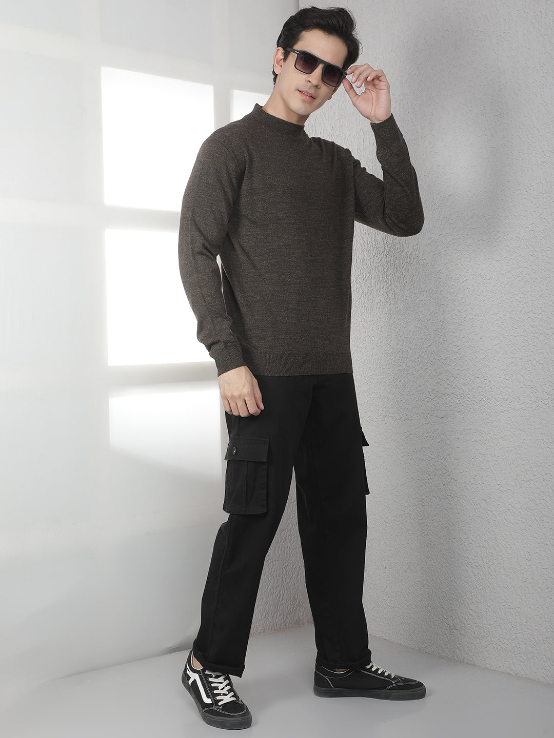 Brown High Neck Sweater