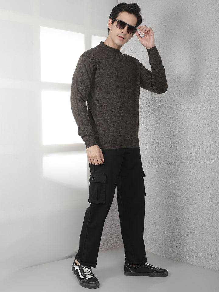 Brown High Neck Sweater