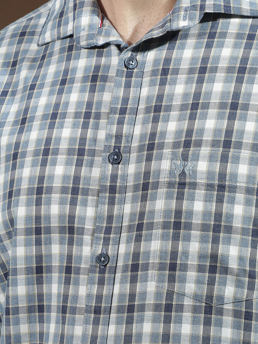 Teal Green 100% Cotton Checked Shirt