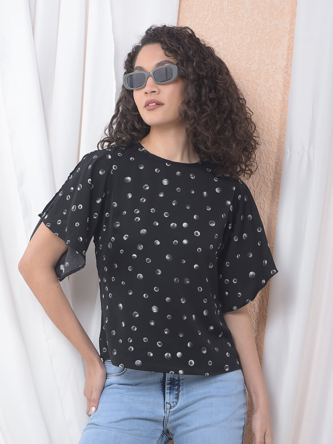 Black Polka Dot Top