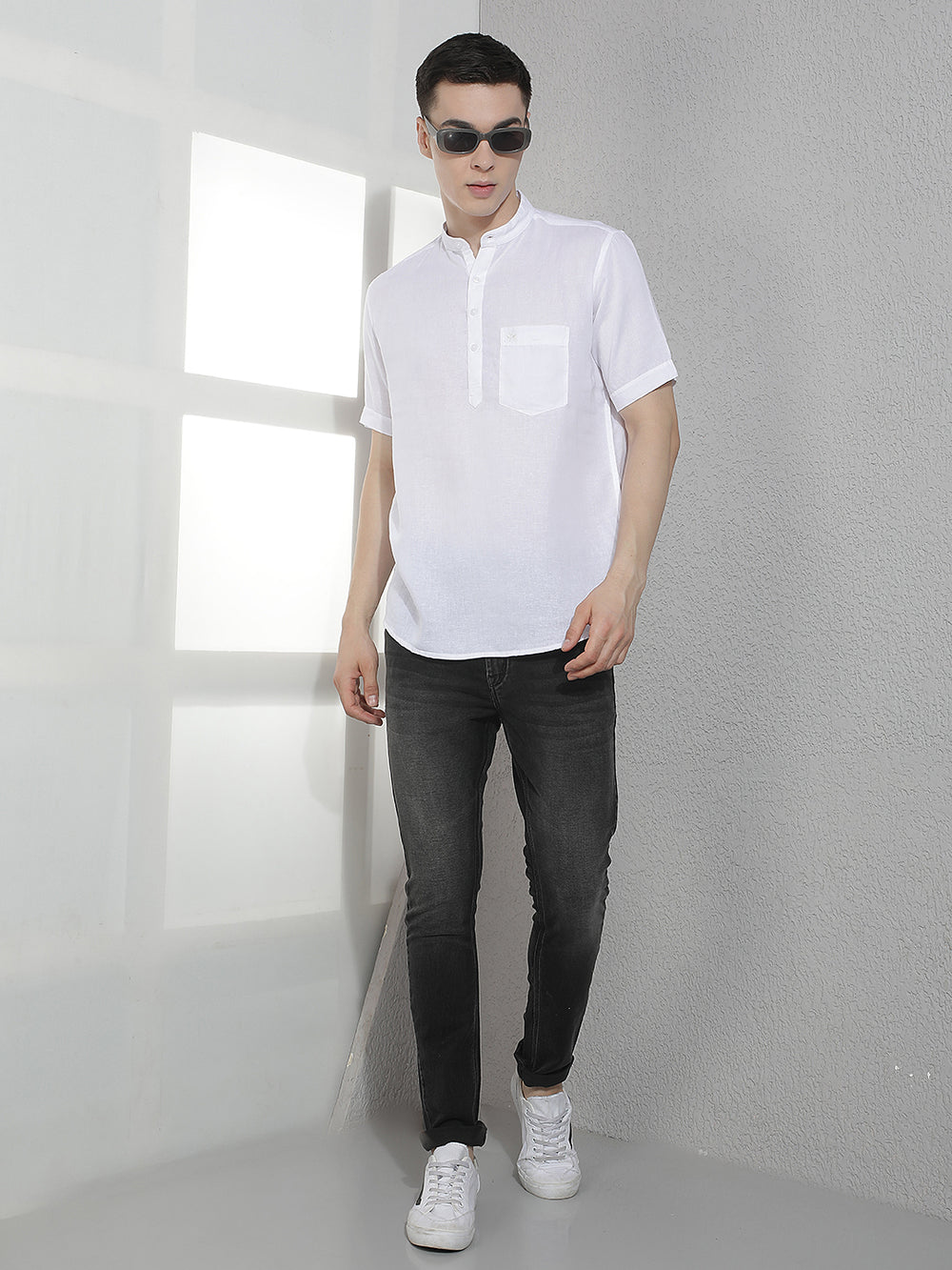 Modern Pure White Linen Kurta