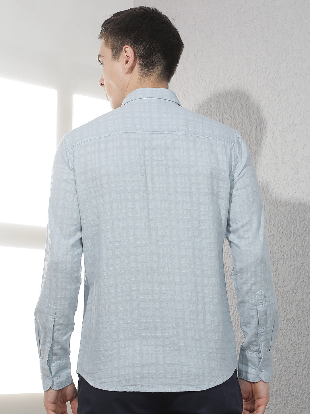 Blue Jacquard 100% Cotton Shirt