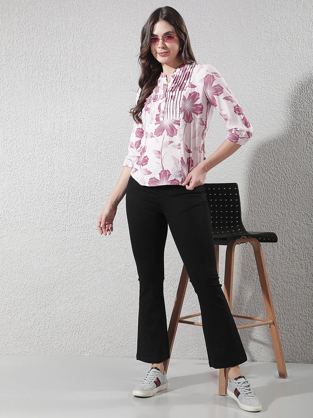 Maroon Floral Print Top
