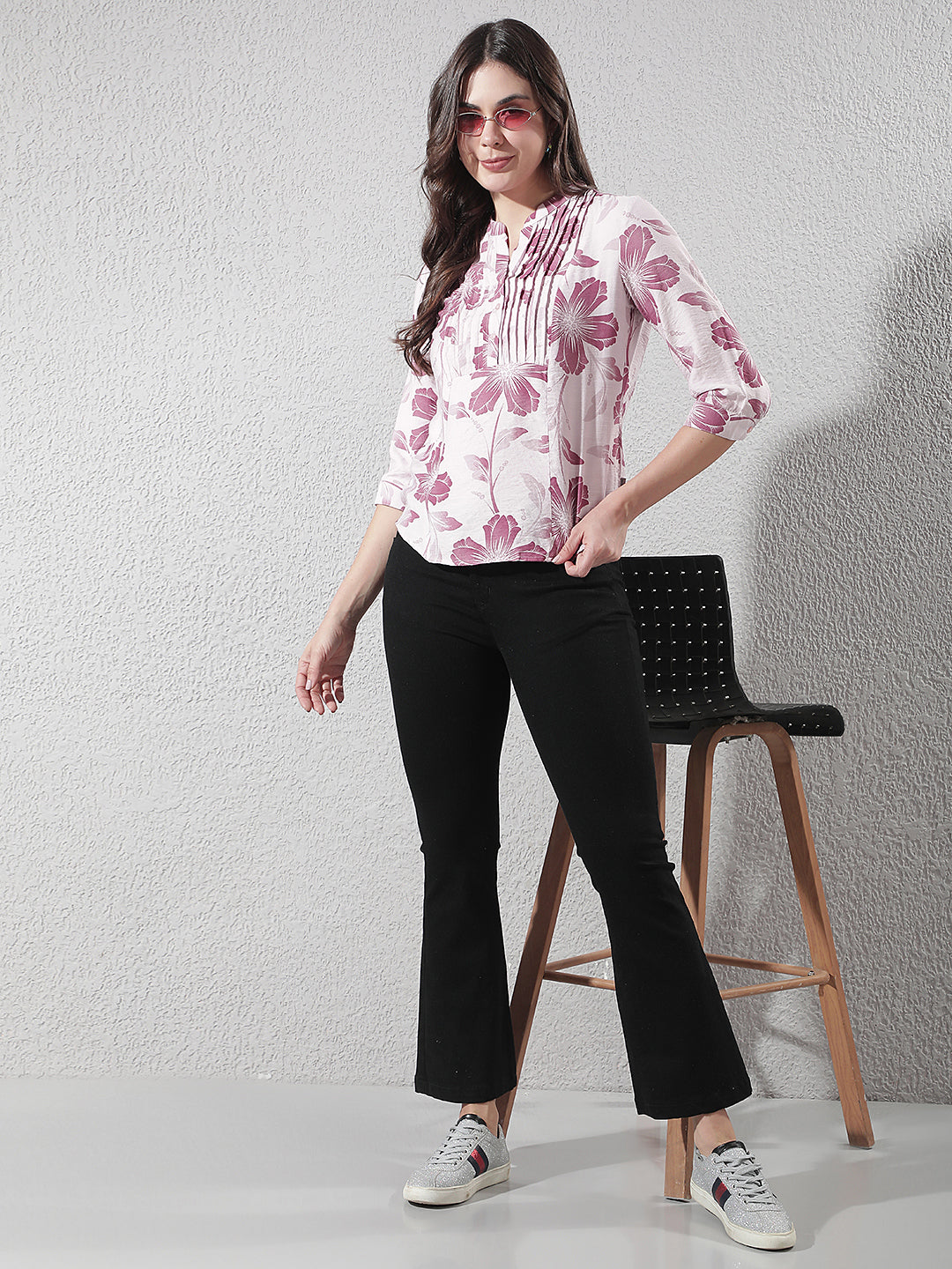 Maroon Floral Print Top