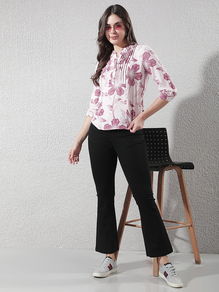 Maroon Floral Print Top