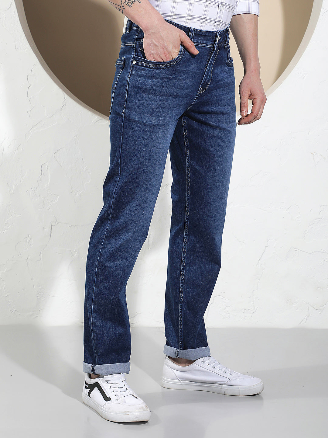 Luxe Ocean Blue Straight Jeans