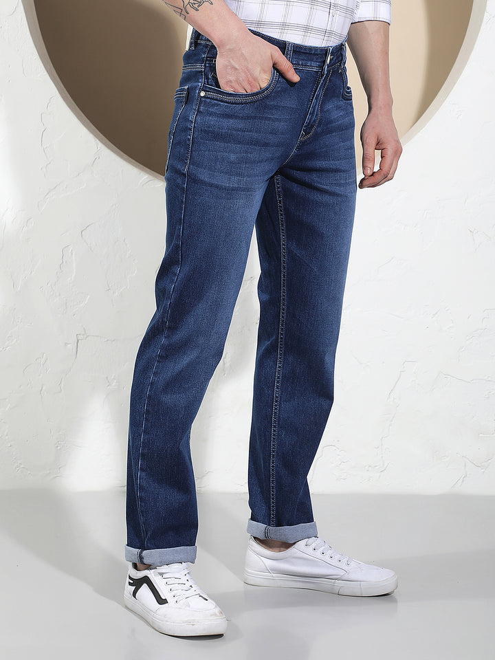 Luxe Ocean Blue Straight Jeans