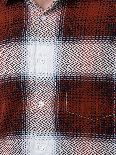 Red Printed 100% Cotton Corduroy Shirt