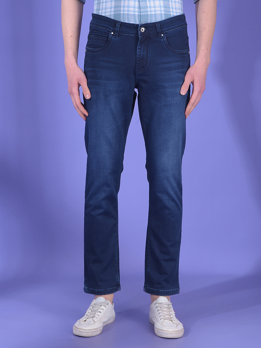 Dark Blue Stretch Straight Jeans