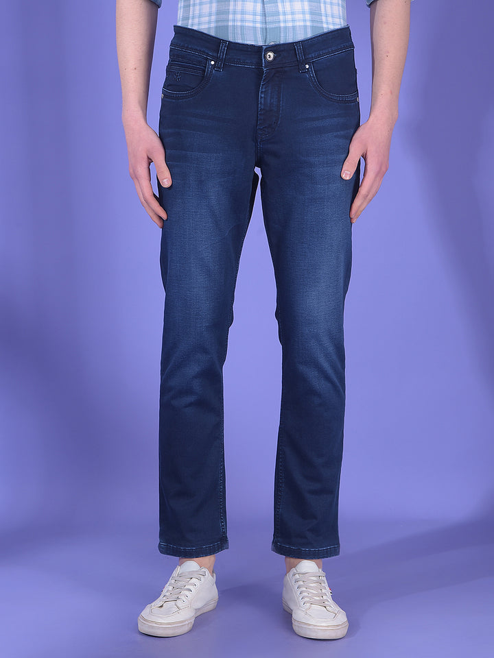 Dark Blue Stretch Straight Jeans