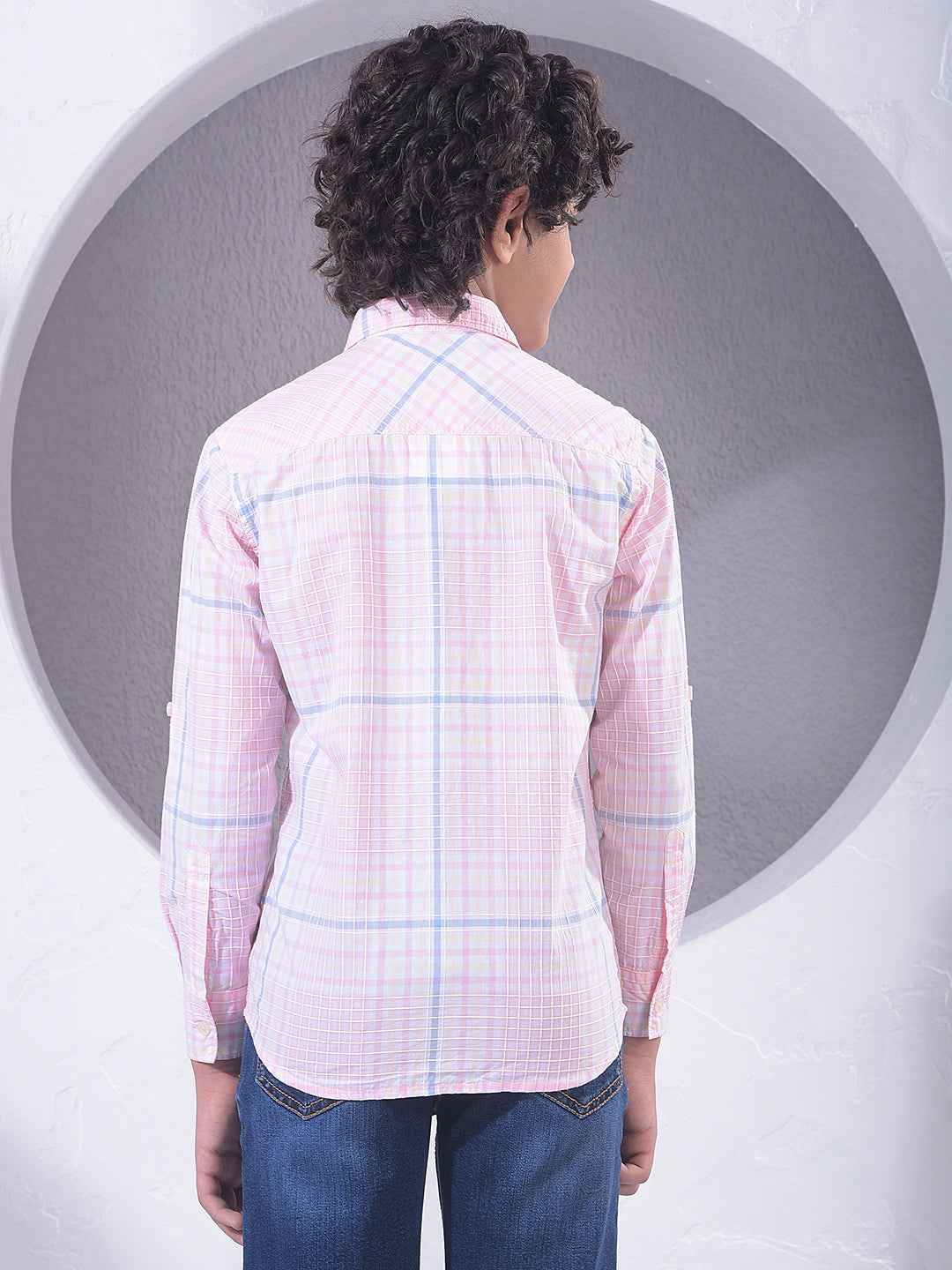 Pink Checked 100% Cotton Shirt