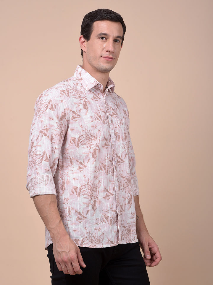 Peach Floral Print Shirt