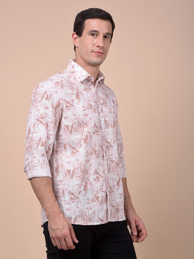 Peach Floral Print Shirt